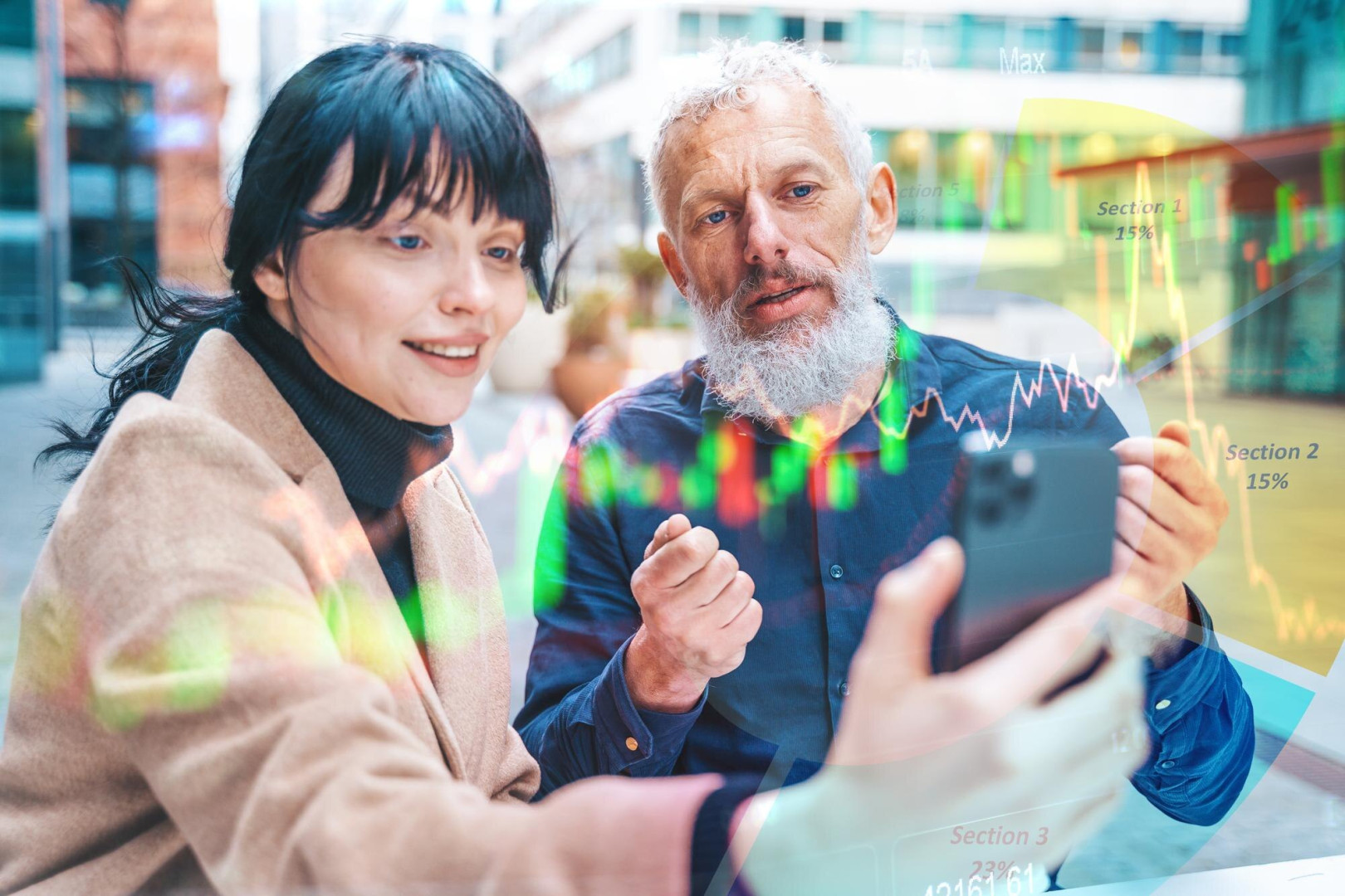 Grandparents smiling with grandchildren and community